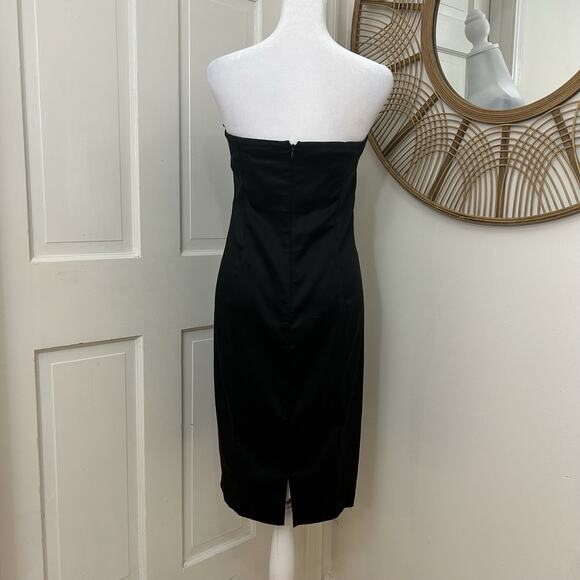 CALVIN KLEIN Black Ruched Convertible Strap Strapless Cocktail Dress SZ 10 - Picture 4 of 5